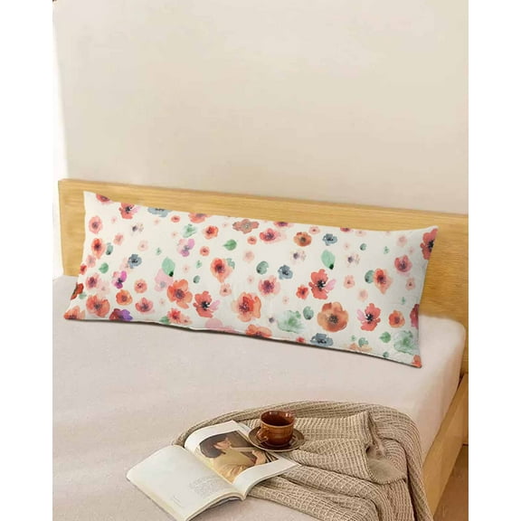 Watercolor Flower Throw Pillow Cover,Bohemian Floral Colorful Botanical Rectangle Decorative Pillow Case Protector Soft Cushion Cover Lumbar Pillowcase for Couch Sofa Bedroom Car Decor 20x54 Inch