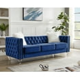 thumbnail image 3 of Gewnee Blue 3-Seater Velvet Accent Chair - Solid Eucalyptus Frame, Acrylic Crystal Legs, Removable Cushions & Pillows for Living Room/Bedroom, 3 of 12