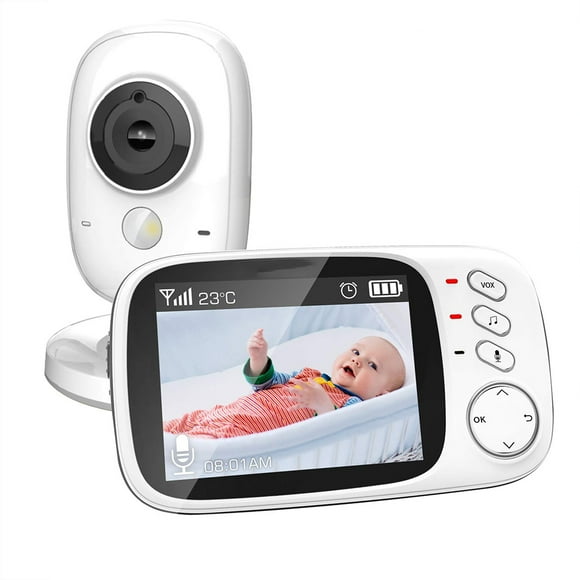 Barbala Video Baby Monitor, 3.2 Inch Wireless Long Range with Digital Camera by Minger, Infrared Night Vision, Two Way Audio, VOX and Temperature Monitoring, 8 Lullabies and High Capacity Battery