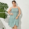 thumbnail image 2 of Plus Size Summer Dresses Women’s Sleeveless Square Neck Smocked Flowy Ruffle A Line Maxi Dress, 2 of 5
