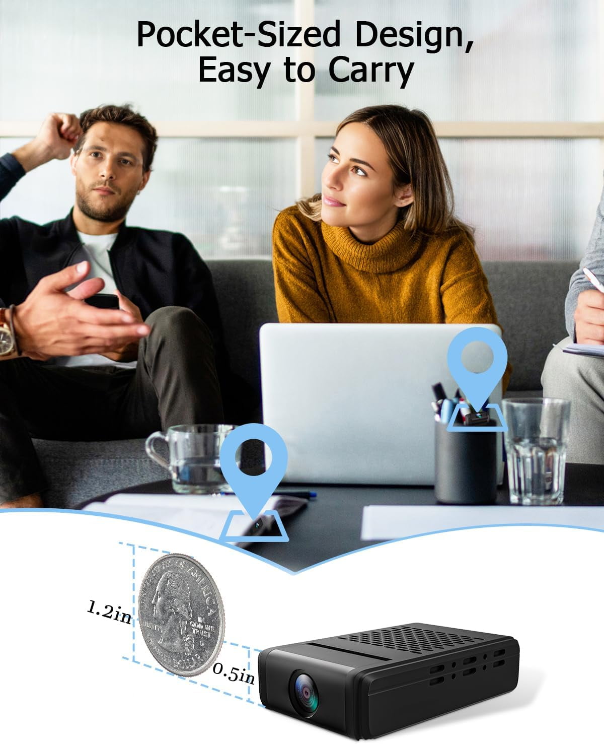 Spy Camera , Hidden Camera Mini Security Camera, Nanny Cam with 180°Rotating Lens, 4K WiFi Wireless Surveillance, Motion Detection, Auto Night Vision