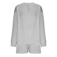 thumbnail image 3 of IROINNID Sweatsuit For Women 2 Pieces Set Round-Neck Blouse Long Sleeve Tops Sweatshirt Shorts Casual Suit Sets Sport Outfits Set,Gray, 3 of 4