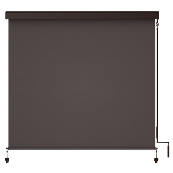 Mayincolor 8'x8' Outdoor Roller Shade with Pull Rod, No Need Crank, Waterproof Outdoor Blinds Roll Up for Gazebo Porch, Deck, Pergola, Brown