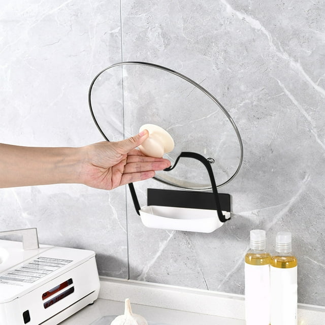 TIMIFIS Plasti C Lunch Boxs Kitchen Shelves Wall Mounted Pot Lid Holders Plates Storage Rack Household Storage Draining Pot Lid Holders Kitchen Gadgets