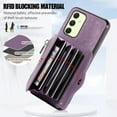 thumbnail image 3 of Phone Case for Samsung Galaxy A15 5G Wallet Cover and Tempered Glass Screen Protector with Wrist Crossbody Strap Lanyard Credit Card Holder Stand Leather Cell Accessories A 15 4G 15A Women Purple, 3 of 14