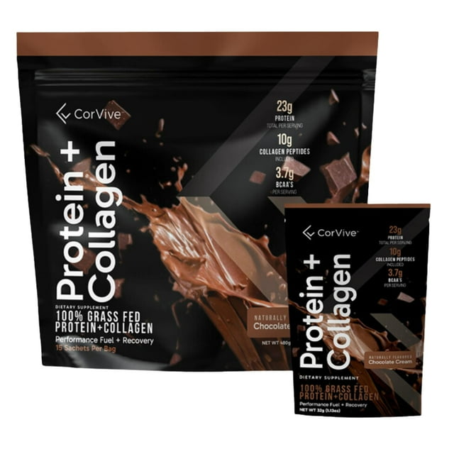 Proteína de colágeno en polvo CorVive, 23 g de proteína, 3,7 g de BCAA