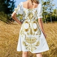 thumbnail image 5 of Gold sugar skull Dress Prom gown women clothes Beachwear, 5 of 7