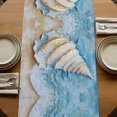 thumbnail image 5 of Coastal Conch 90 Inch Table Runner, Summer Beach Seaside Nautical Blue Farmhouse Dresser Scarf Cotton & Linen Tablerunner for Dining/Kitchen Island/Holiday Party Décor 13" x 90", 5 of 9