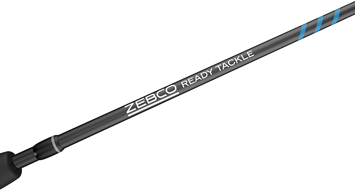 Zebco Ready Tackle Spinning Reel and Fishing Rod Combo, 5-Foot 6-Inch Fishing Pole, 30-Piece Tackle Kit, Black