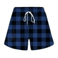 thumbnail image 4 of GEWSEY Womens Plaid Shorts Casual Elastic Waist Checkered Shorts Women Trendy with Pockets (Blue, M), 4 of 5