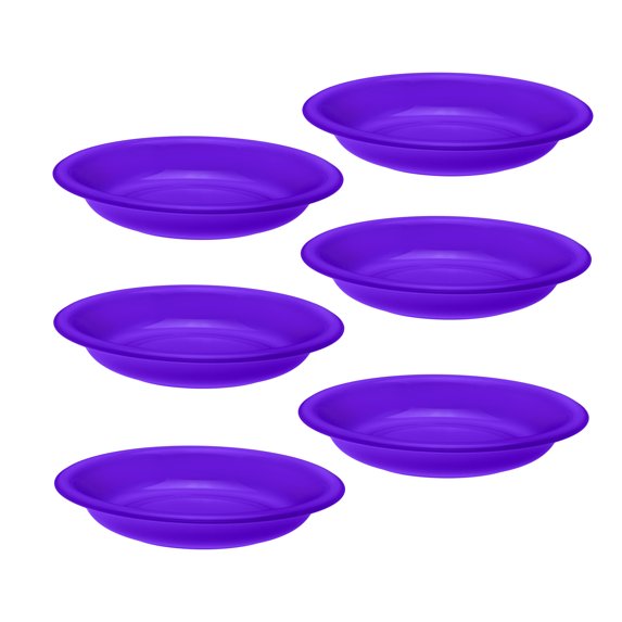 YBM Home Unbreakable Round Deep Plastic Plate 15-Ounce | Microwavable, Dishwasher Safe, BPA-Free Pack of 6-Purple