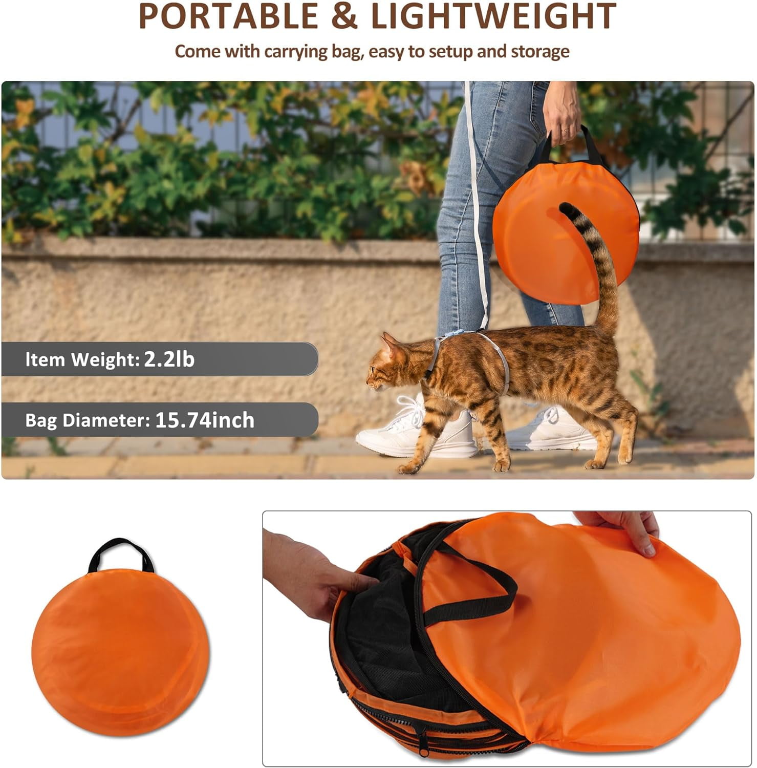 Senhu Outdoor Cat Enclosures, Portable Cat Tent for Outside Cat Playpen Enclosed with Tunnel, Catio Cat Enclosure for Indoor Cats and Other Small Animals