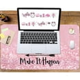 thumbnail image 5 of Extended Gaming Mouse Pad(35.4x15.7 in), Large Desk Pad Laptop Computer Keyboard Mat Waterproof Desk Decor Writing Pad for Work, Game, Office, Home - Pink Stay Positive, 5 of 6