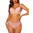 thumbnail image 1 of Conjunto de sujetador y bragas de encaje para mujer INSPIRE CHIC, sujetadores con aros y cobertura completa, lencería de dos piezas, talla D 40, color rosa, 1 of 4