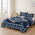 thumbnail image 2 of Queen Quilt Set 90''x96'', Blue Boho Lightweight Bedspread Coverlet Set with 2 Pillow Shams, Aztec Southwest Abstract Geometric Motifs Breathable All Season Quilt Bedding for Bedroom/Guest Room, 2 of 9