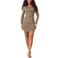 thumbnail image 1 of INSPIRE CHIC Vestido Mini Bodycon de Manga Larga para Fiesta de Mujeres en Color Marrón Talla M, 1 of 6