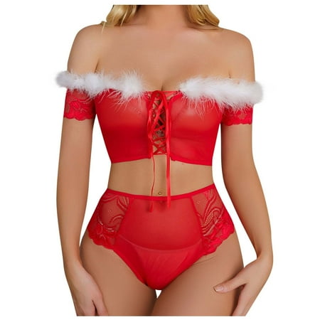 

Ladies Christmas Fashion Sexy Lingerie Lace Flowers Hollow Sexy Plush Mesh Panties Suit women s underpants women underpants underpants women