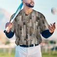 thumbnail image 4 of Fotbe Wooden Texture Baseball Jersey Shirt for Men and Women, Casual Short Sleeves Button Down T-Shirt-Medium, 4 of 9