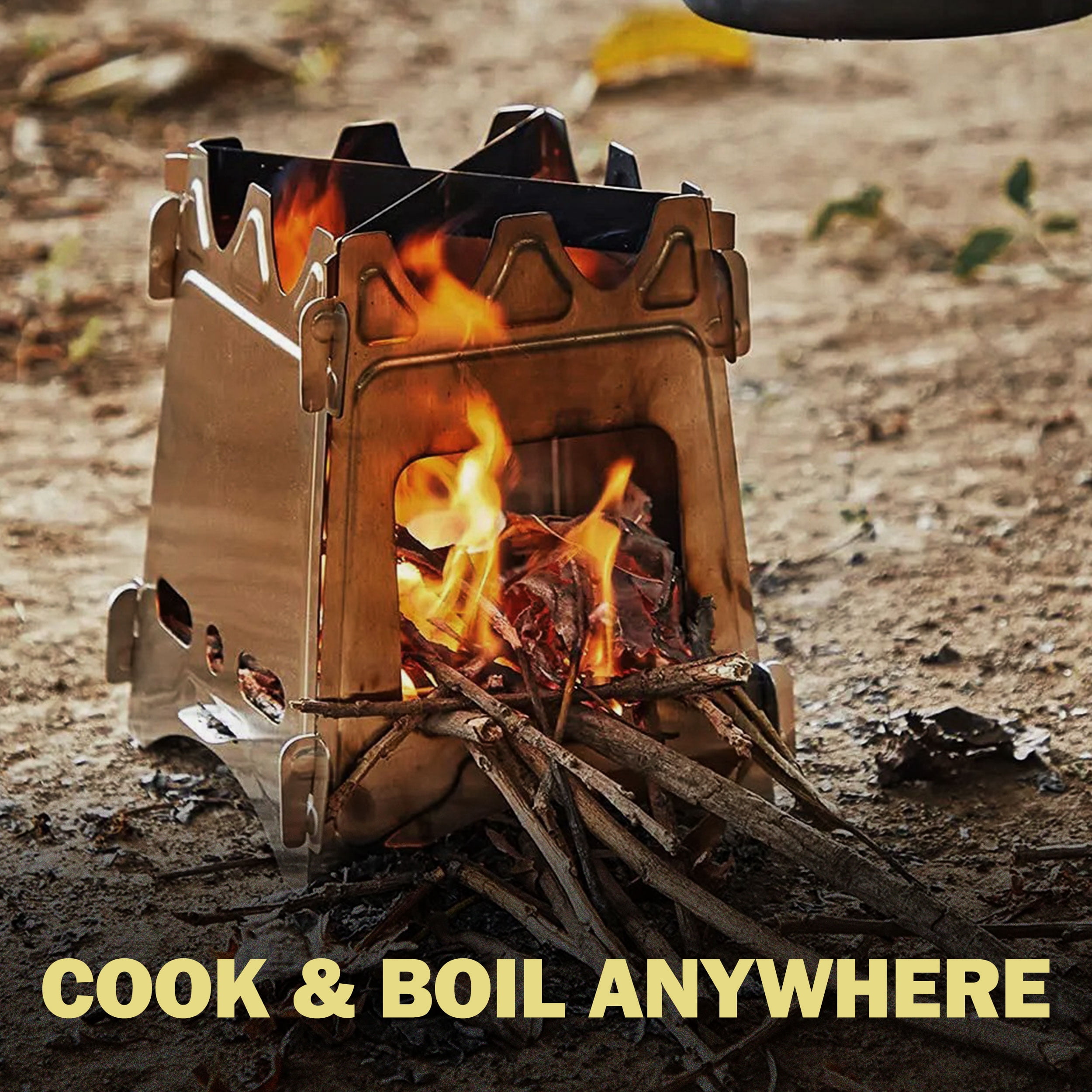 Sirius Survival Backpack Wood Stove - Stainless Steel Portable Camp Stove for Hiking, Camping, and Emergency Preparedness - Compact, Lightweight, and Durable