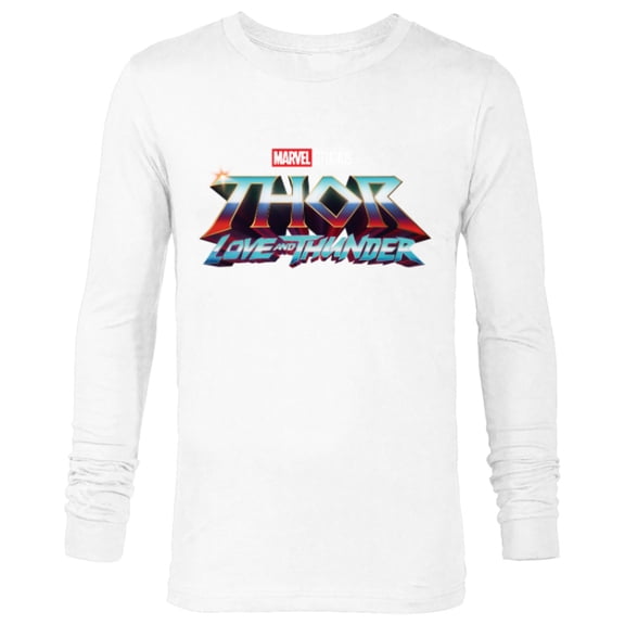 Marvel Thor: Love and Thunder Movie Logo - Long Sleeve T-Shirt for Men - Customized-White