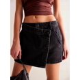 thumbnail image 6 of Women'S High Waisted Button Front Denim Skort Asymmetrical Hem Skirt Shorts Black M, 6 of 7
