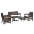 thumbnail image 1 of vidaXL 4 Piece Garden Lounge Set with Cushion Poly Rattan Brown, 1 of 5
