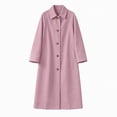 thumbnail image 4 of Women's Long Trench Coat Lapel Collar Single Breasted Button Down Long Sleeve Dressy Elegant Classic Business Fall Winter Overcoat with Pockets Pink, 4 of 9