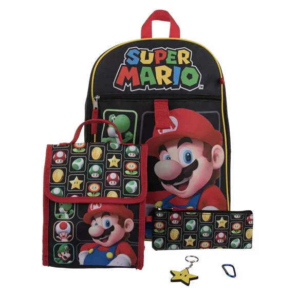 SUPER MARIO 5 PIECE BACKPACK SET