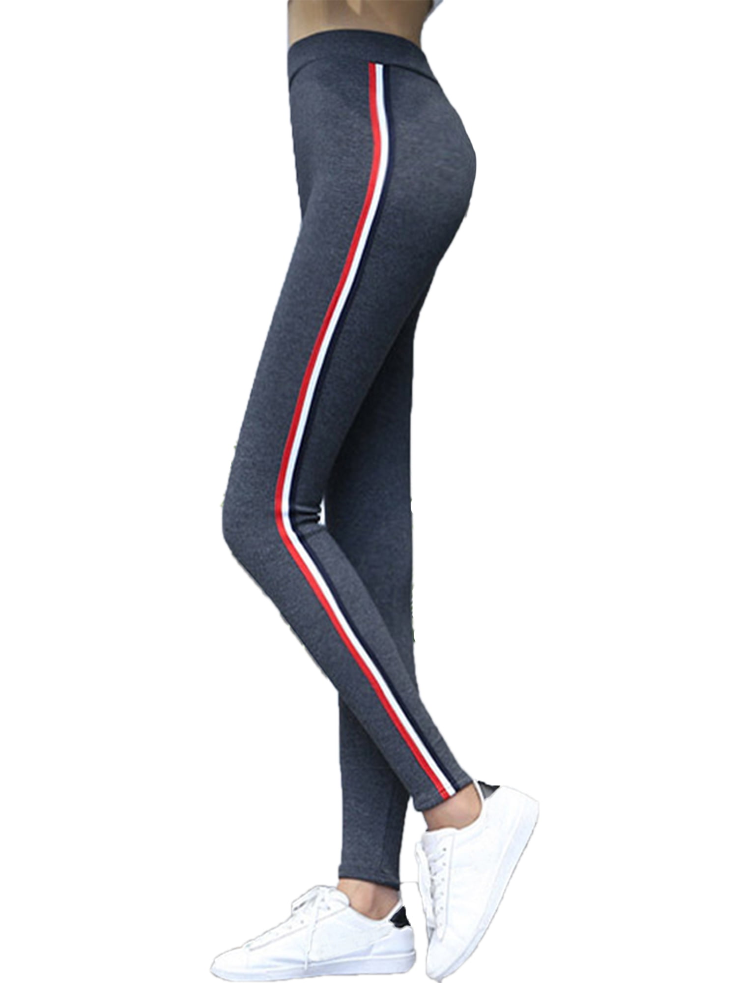 SAYFUT Juniors' Activewear Vertical Stripe Pants Mid Waist Stretchy