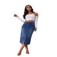 thumbnail image 5 of LYMAYTER Women Vintage Denim Skirt Mid-Length Split Hem A-Line Casual Classic for Jean Skirt S-2XL, 5 of 10