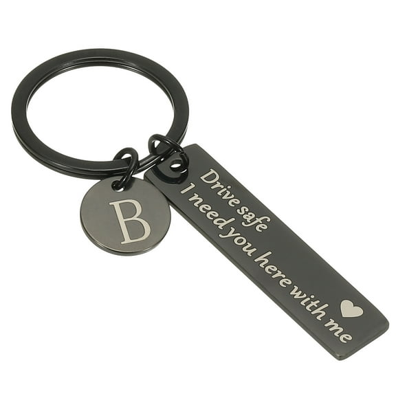 Uxcell Drive Safe Keychain, 1 Set Letter B Keychain I Need You Here with Me Custom Keychain with Gift Box