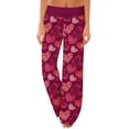 thumbnail image 2 of Womens Valentines Day Pajama Pants Heart Print Soft Lounge Pants Drawstring Jogger Wide Leg Athletic Pants, 2 of 6