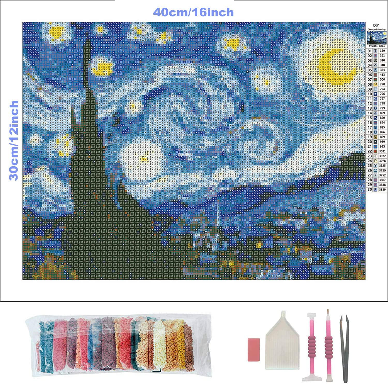 Decor Gift 11.8x15.7 Inches Van Goghs Famous Painting 5D Diamond Painting Kits Full Drill Rhinestone Painting By Number DIY Cross Stitch Embroidery Craft for Adults Starry Night 