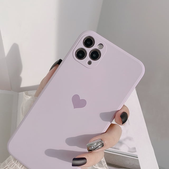 Funda coreana de teléfono con corazón de amor de Color caramelo sólido para iPhone 12 Mini 11 Pro Max XR XsMax 13 7 8Puls, Funda de silicona suave Tan Jianjun unisex
