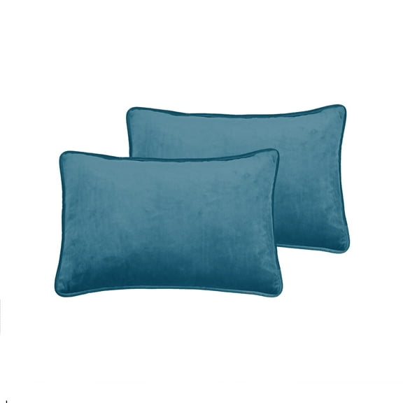 Sherry Kline Elite Velvet Corded-Edge Pillow Covers, Decorative Throw Pillow Covers for Your Living Room and Bed (Set of 2, Peacock Blue, 13x19)