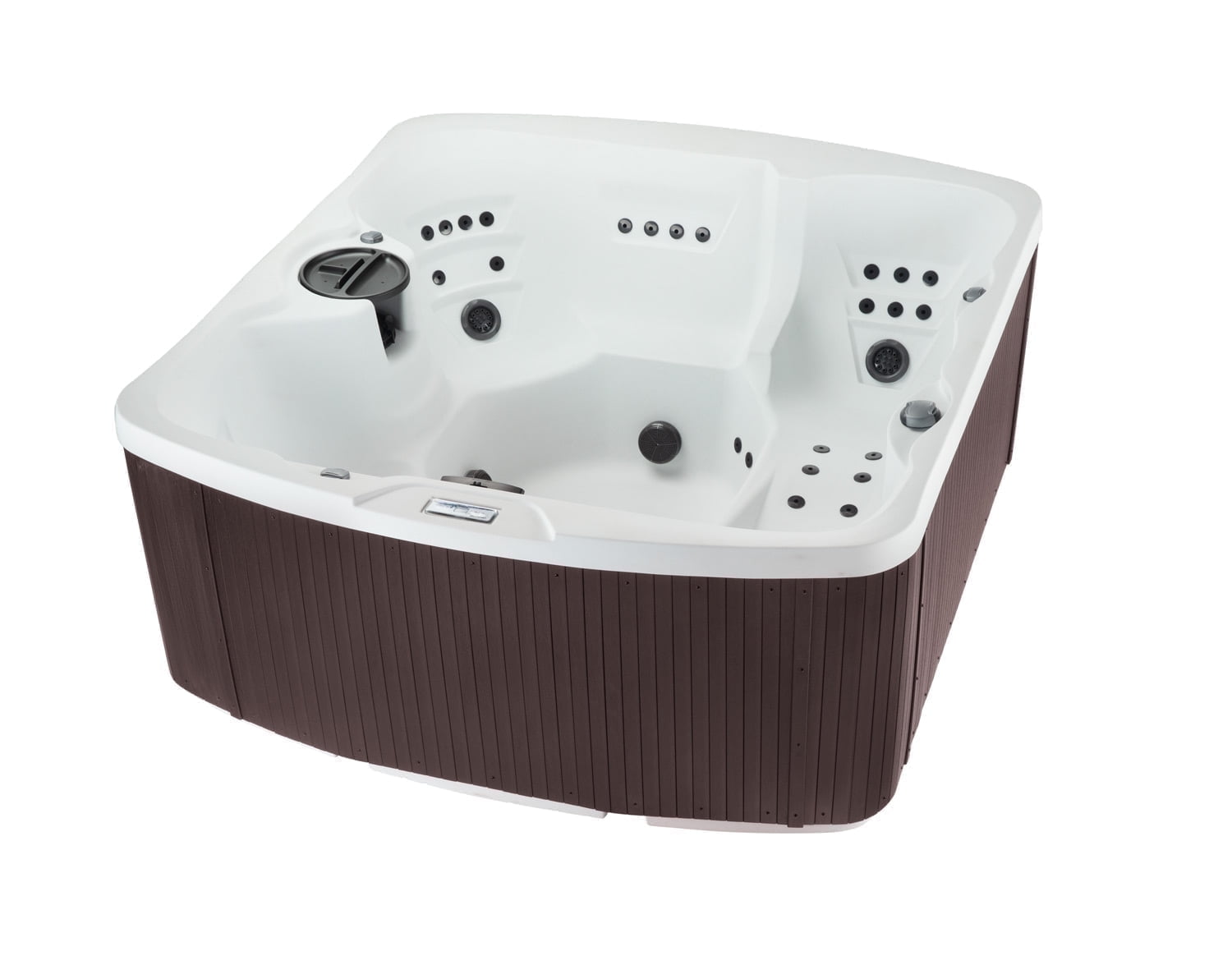 Lifesmart Leganza Accessory Bundle - 6-Person, 90- Jet, 230-Volt Spa in Arctic White/Espresso with a cover lifter and spa steps included!