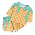thumbnail image 2 of MIXUE Teen Girls Outfit Sets Summer Ice Cream Print Crew Neck Short Sleeve T Shirts Tops And Shorts 2 Piece Pajamas Activewear,Green,13-14 Years, 2 of 4