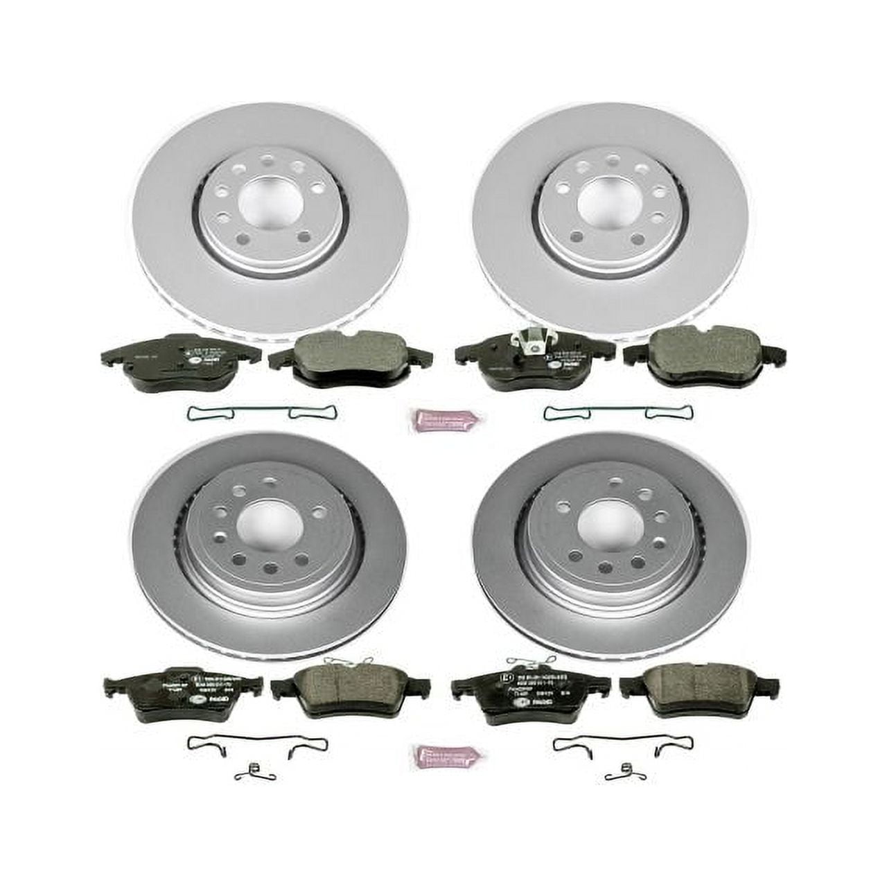 Power Stop Front and Rear Euro-Stop ECE-R90 Certified Brake Pad and Rotor Kit ESK5736