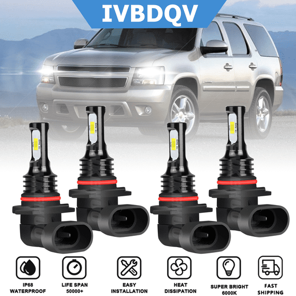 9005 9006 LED Headlights Combo For Chevy Tahoe 1995-2006 High Low Beam Bulbs Kit 4Pcs 50W 6000K White