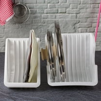 Crystalia Plastic Dish Holder Organizer Set for Kitchen, 2 Piece Holder for Dishes, Large Compact Plate Drying Rack, BPA Free Kitchen Strainer Set of 2, Utensil Holder for Cutlery, (White)