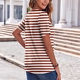 thumbnail image 4 of Plebaso T-Shirts à Rayures Col en V pour Femmes Manches Courtes Été Décontracté Blouses Amples pour Femmes, 4 of 7