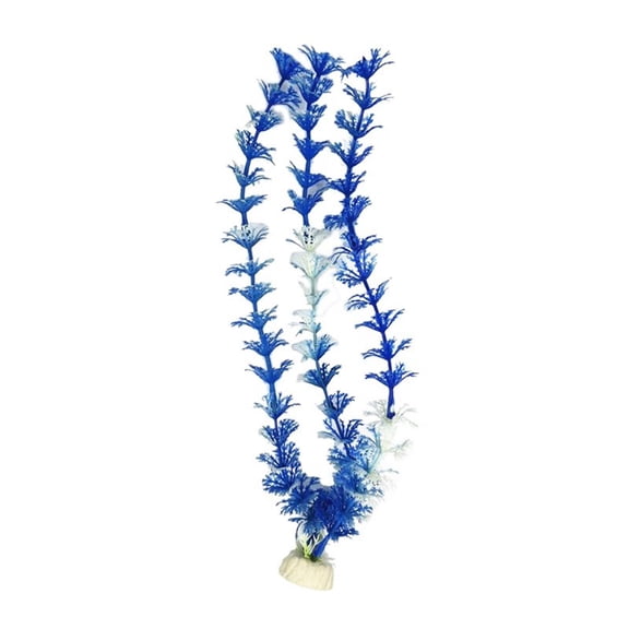 Room Decor Clearance Qianduo Artificial Plastic Long Fish Tank Plants Decoration Ornaments for All Fish 12" Tall (Blue White) Blue, Waterweed X1