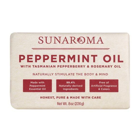 Aceite de menta Sunaroma con jabón de pimienta de Tasmania y rosa alpina (8 onzas)