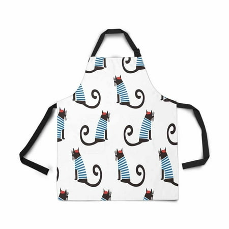 

ASHLEIGH Adjustable Bib Apron for Women Men Girls Chef with Pockets Cute Cartoon Sitting Parisian Cat Drawing Kitty Novelty Kitchen Apron for Cooking Baking Gardening Pet Grooming Cleaning