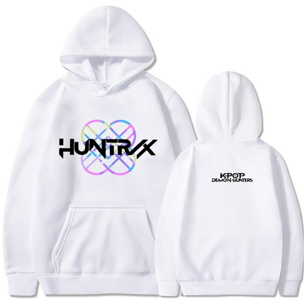 Moonsky Sudadera con capucha de moda para mujer de la cantante pop Dem/0n HUNTR/X con jersey corto, suave y cómoda, top de manga larga para uso informal en primavera, otoño e invierno. (Blanco 3XL)