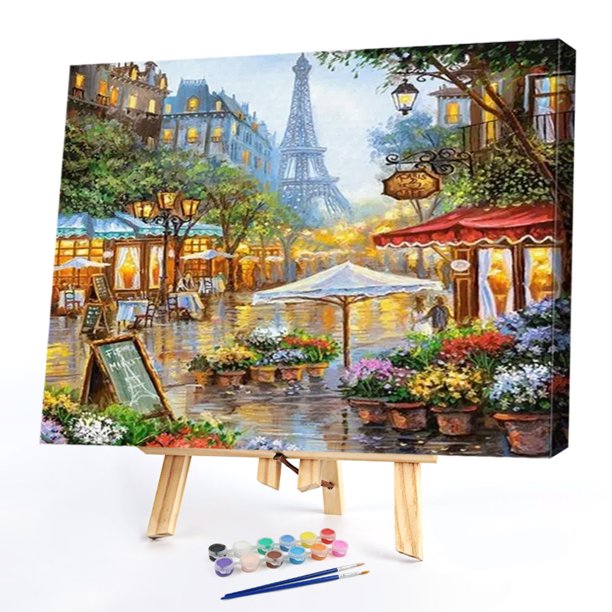 Kit de pintura por números, vista de bricolaje, lienzo pintado a mano, arte al óleo, imagen artesanal para regalo Likrtyny decoración de arte