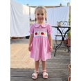 thumbnail image 4 of RUINIXCW Toddler Baby Girl Back to School Dress Kids Kindergarten Outfits Toddler Girl Summer Fall Dress 2 3 4 5 6 Years Apple Pencil Embroidery Doll Collar Short Sleeves Plaid A Line Dress, 4 of 9