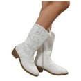 thumbnail image 6 of UngA Cowboy Boots for Women Mid Calf Cowgirl Boots Embroidery Stitched Western Boots White,Size 8, 6 of 7