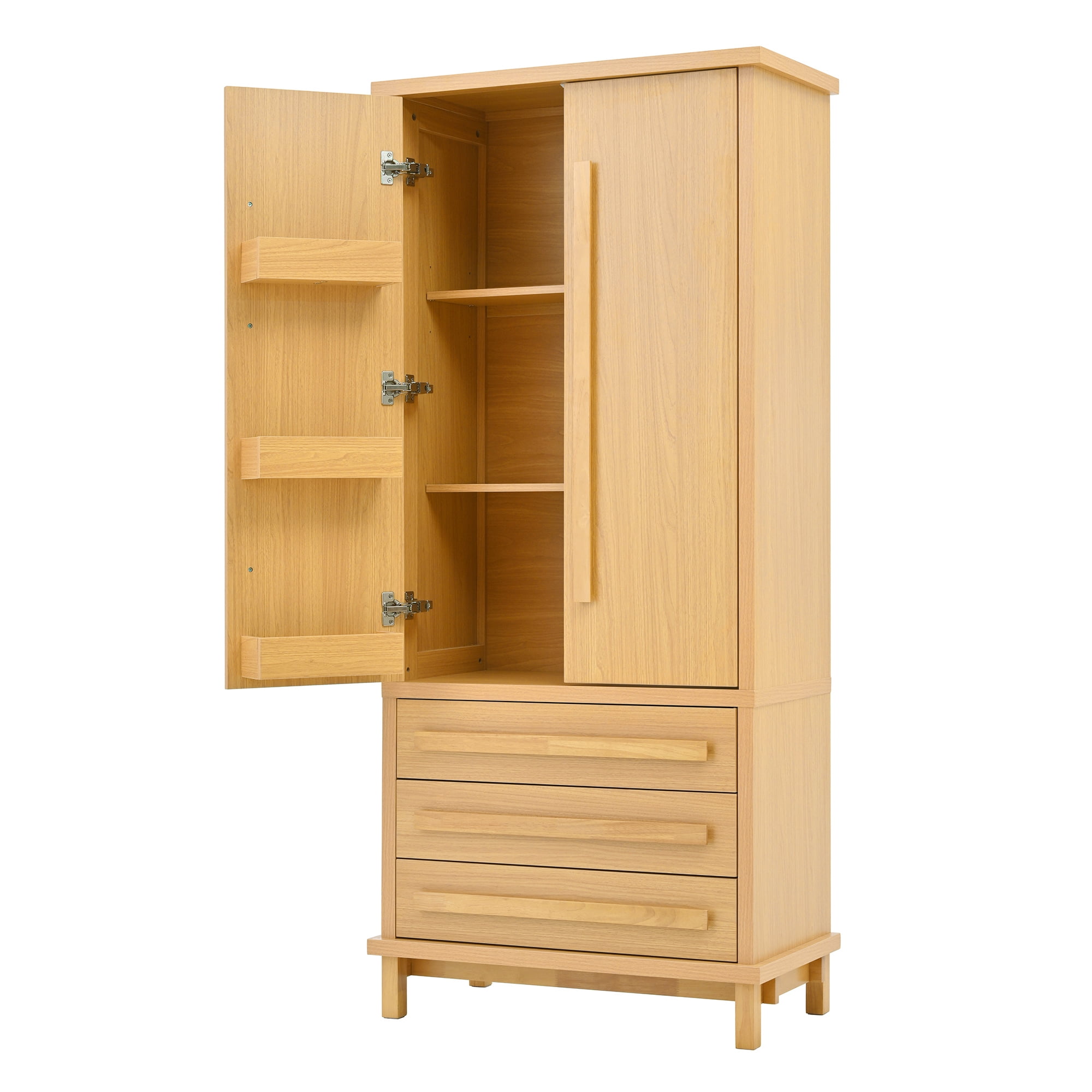 Euroco 70" Kitchen Pantry Cabinet,Large Food Storage Pantry Cabinet with 2 Cabinet Shelves,6 Door Shelves & 3 Drawers,Freestanding Tall Cupboard for Kitchen, Dining Room, Living Room, Bathroom