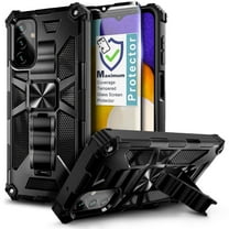 Nagebee For Samsung Galaxy A35 5G Phone Case with Tempered Glass Screen Protector, Full-Body Protective Shockproof [Military-Grade] Built in Kickstand Heavy-Duty (Black)
